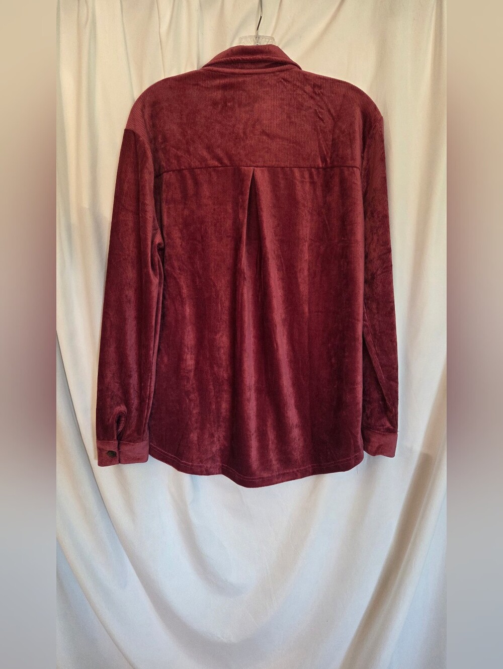 Weatherproof Raspberry/Red Ribbed Long Sleeve Button Down NWT Size S - Picture 2 of 9
